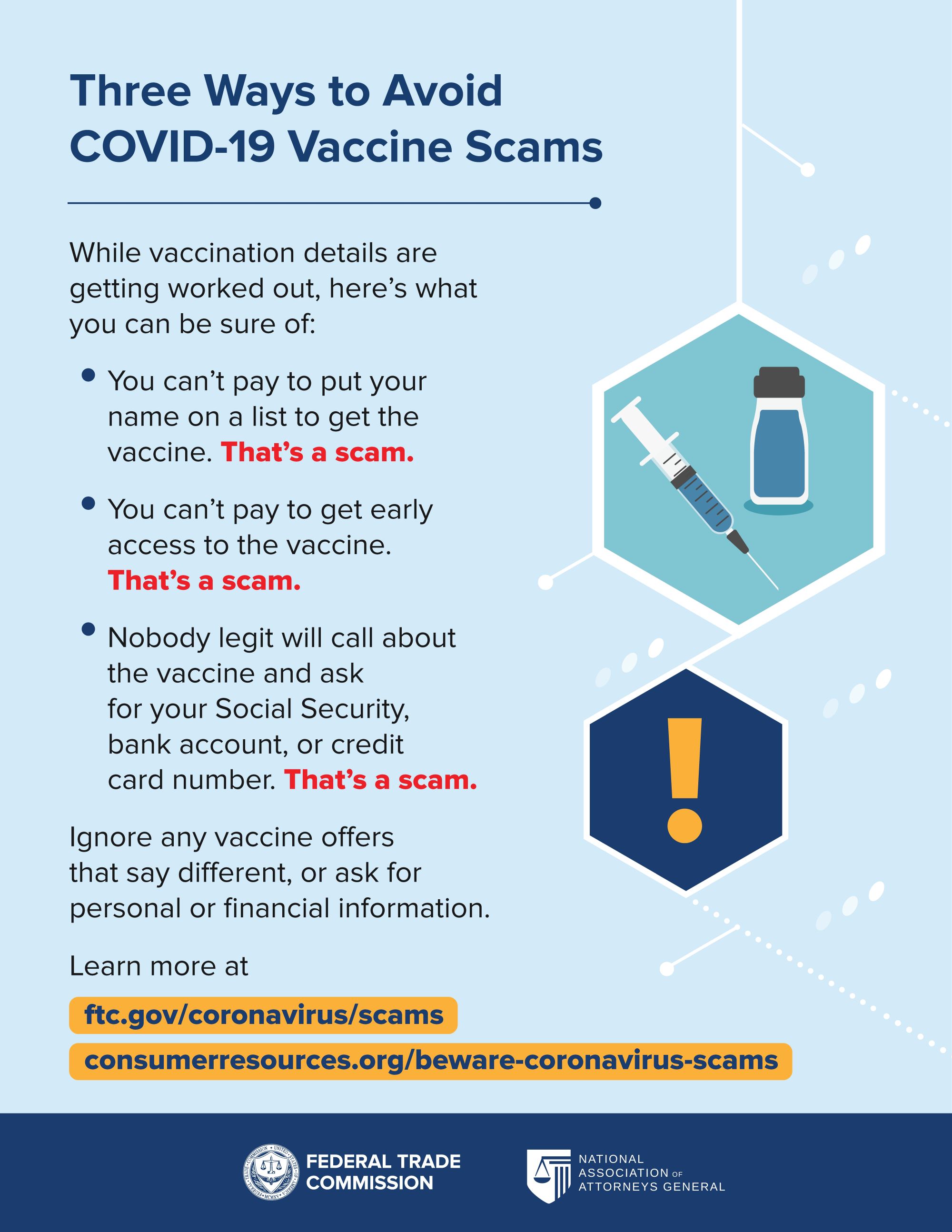 ways to avoid covid 19 vaccine scams