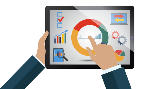 Illustration of a person using a money management tool