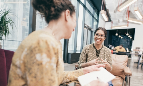 A person being interviewed for a job