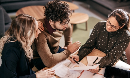 A couple working with a tax advisor