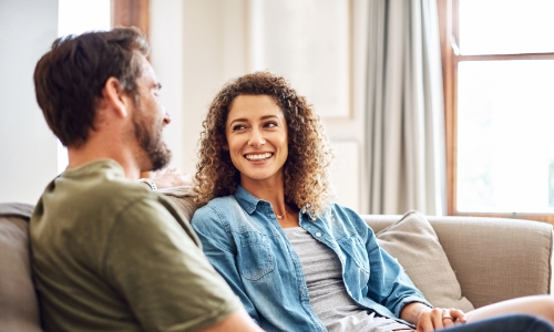 A couple having a conversation