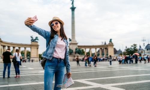 A person taking a selfie