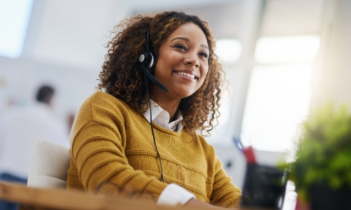 A person listening to headphones