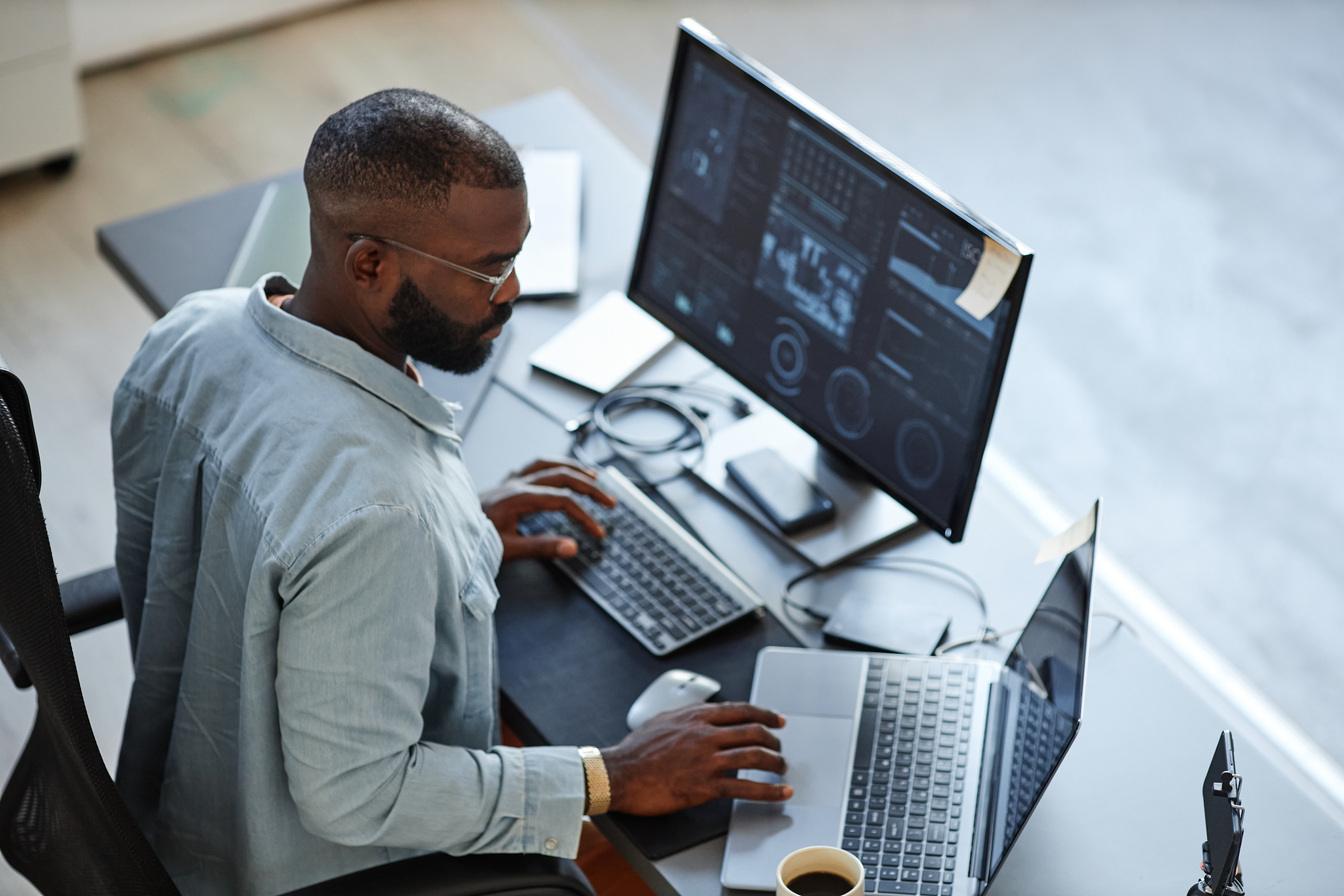 Business owner on computer