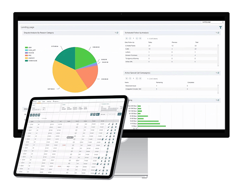 Desktop and tablet screen showing the eReceivables platform