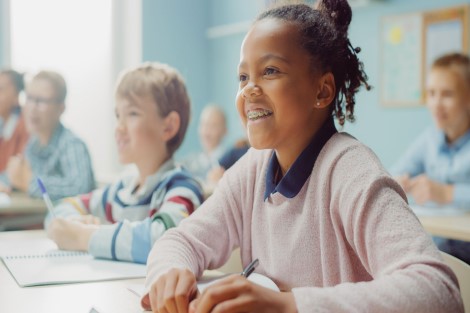 Kids smiling in class