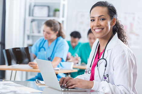 Health profession students in a classroom setting