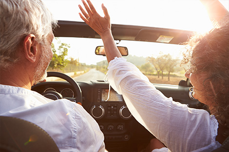 a couple cruising down the highway