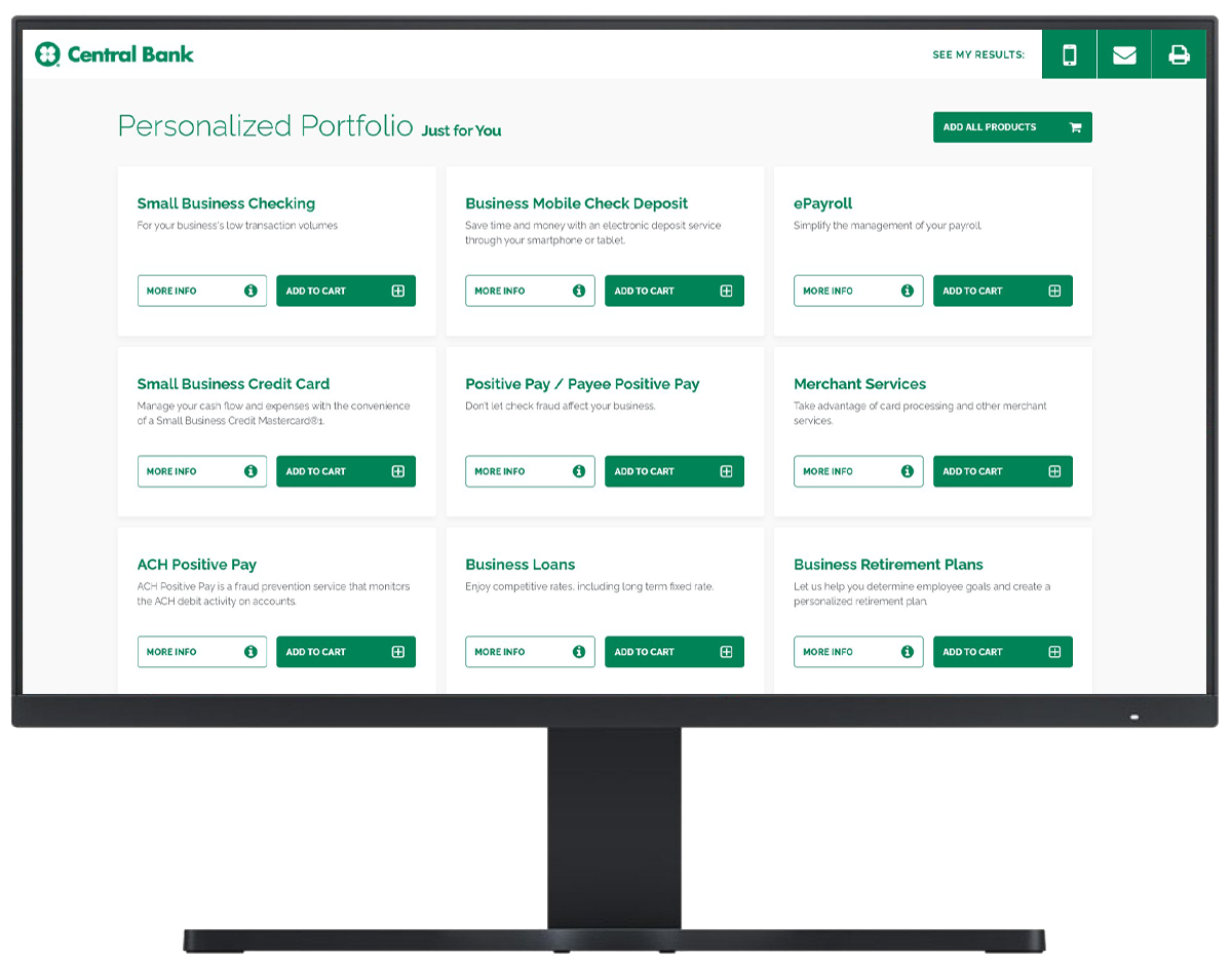 Monitor with business analyzer personalized portfolio screenshot