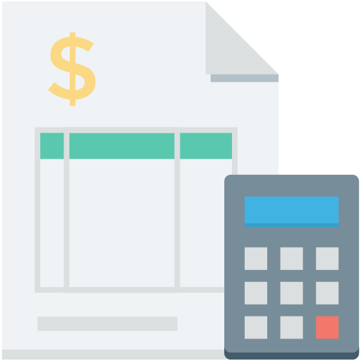 Invoice document next to a grey calculator