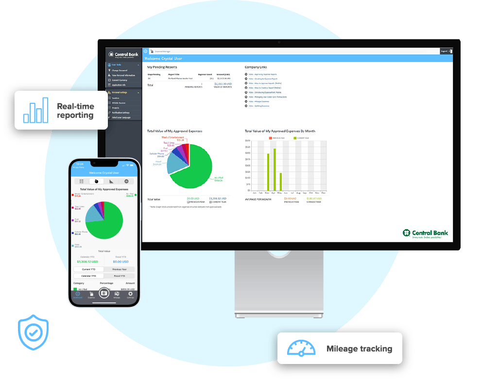 desktop and mobile screens showing the expense point dashboard